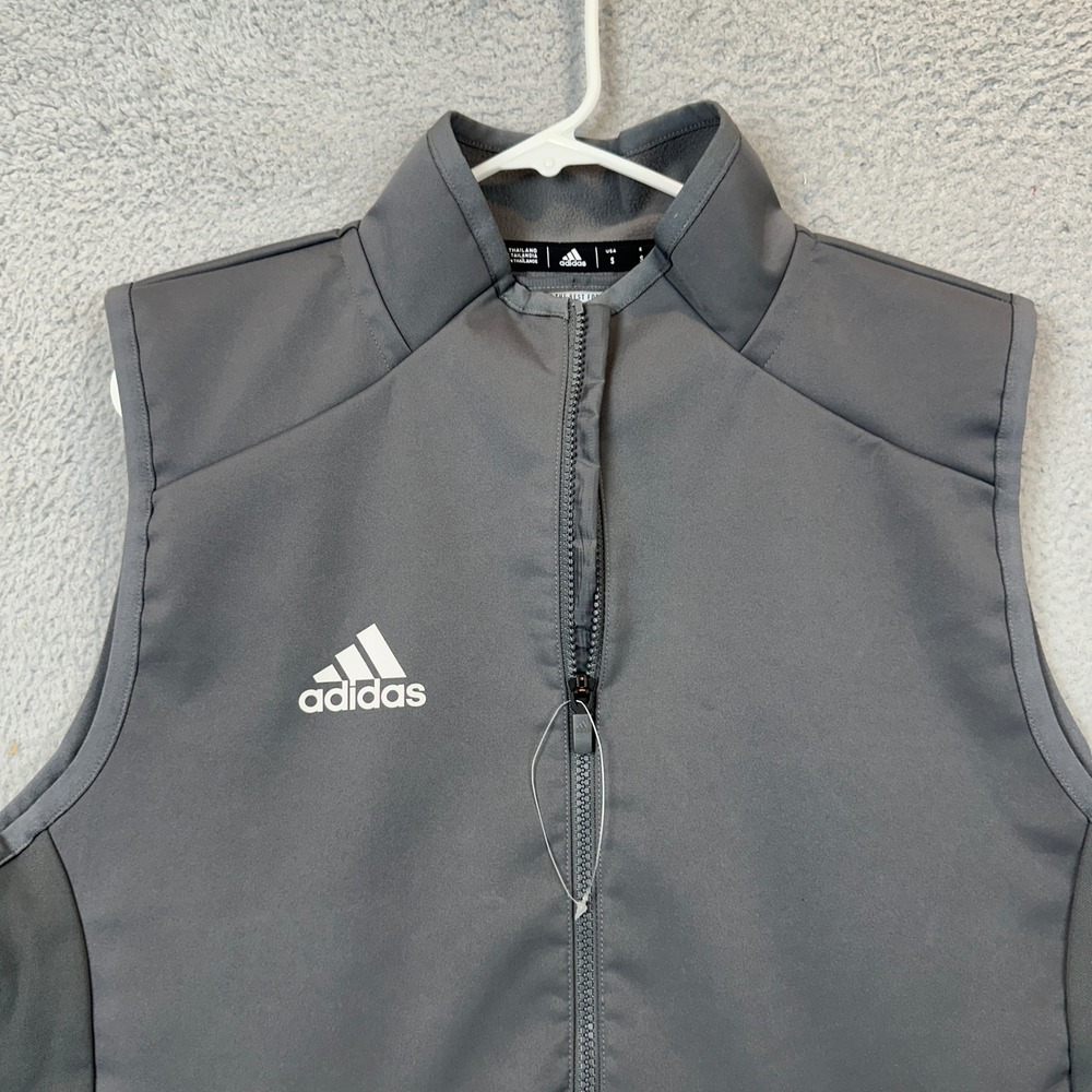 NEW Adidas Vest Mens Small Grey Full Zip Fleece Lined Performance Golf Softshell